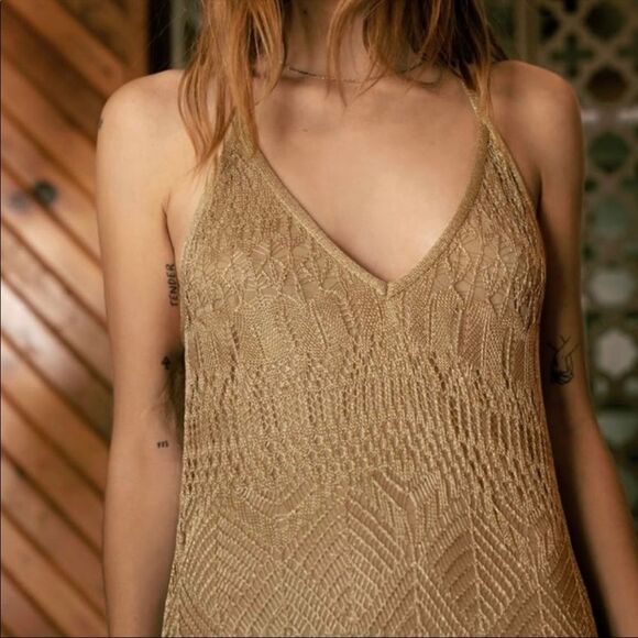 ZARA METALLIC THREAD OPENWORK DRESS - Picture 8 of 10